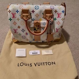 Louis Vuitton Speedy 30 White Multicolor Bag